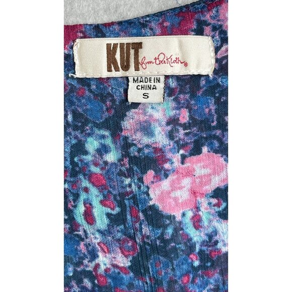 Kut From The Kloth Floral Print Bell Sleeve Sheer Blouse Size S - Picture 8 of 9